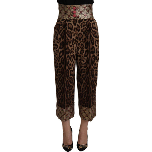 Dolce & Gabbana High Waist Cropped Leopard Jacquard Pants Dolce & Gabbana Black
