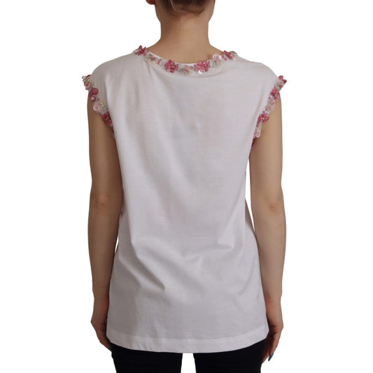 Dolce & Gabbana Chic Sequined Crown Tank Top T-Shirt Dolce & Gabbana Dark Gray