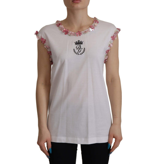 Dolce & Gabbana Chic Sequined Crown Tank Top T-Shirt Dolce & Gabbana Dark Gray