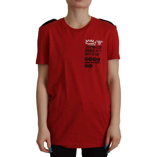 Dolce & Gabbana Dolce & Gabbana Elegant Red Crewneck Cotton Tee TSH7845- 36 1728,67345645728,Clothing,Dolce & Gabbana,IT36 | XS,IT44|L,Material: 100% Cotton,New with tags,Red,Tops & T-Shirts - Women - Clothing,Women,Women - Clothing