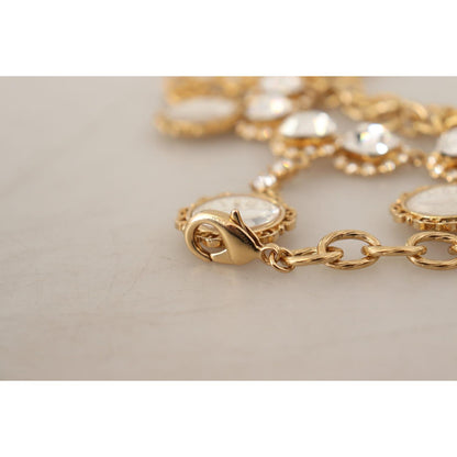 Dolce & Gabbana Gold Clock Statement Crystal Chain Necklace Necklace