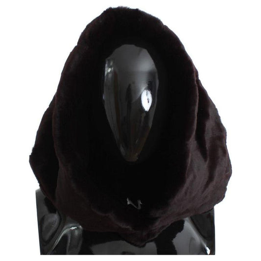 Dolce & Gabbana Exclusive Purple Weasel Fur Hooded Scarf Hood Scarf Dolce & Gabbana Black