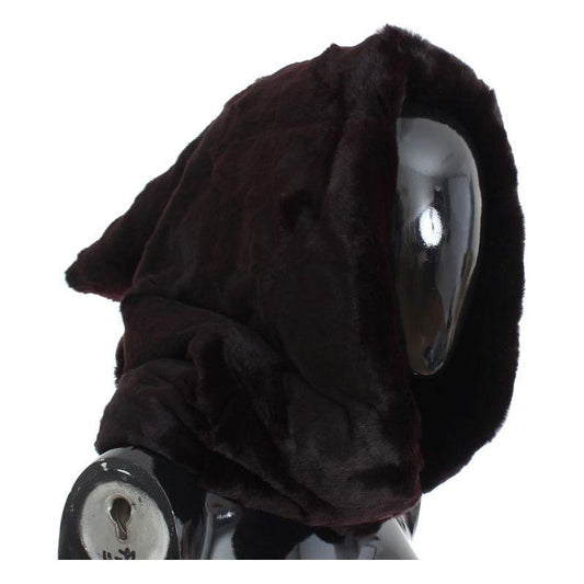 Dolce & Gabbana Exclusive Purple Weasel Fur Hooded Scarf Hood Scarf Dolce & Gabbana Black