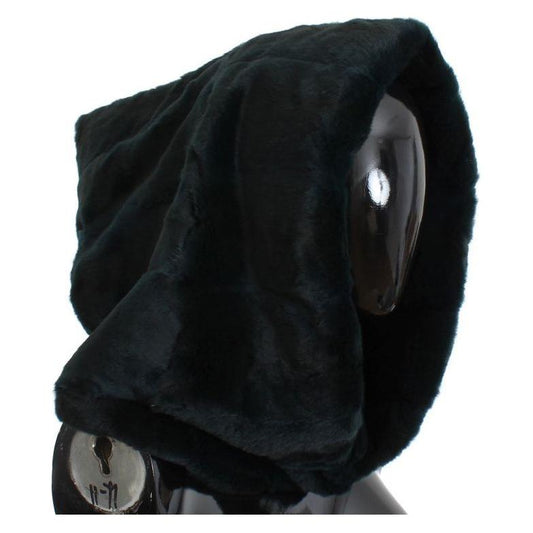 Dolce & Gabbana Exclusive Green Weasel Fur Hooded Scarf Hat Dolce & Gabbana Black