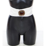 Dolce & Gabbana White Crystal Brass Wide Waist Runway Belt GRD10993-3