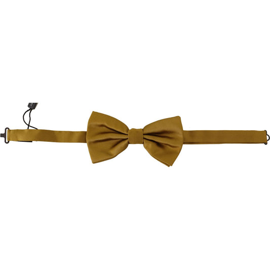 Dolce & Gabbana Elegant Mustard Silk Bow Tie Dolce & Gabbana Saddle Brown