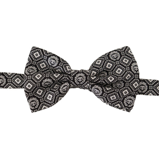 Dolce & Gabbana Elegant Silk Black Bow Tie Dolce & Gabbana Gray