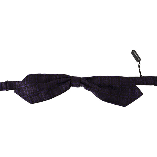 Dolce & Gabbana Elegant Blue Geometric Silk Bow Tie Dolce & Gabbana Black