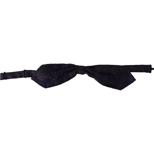 Dolce & Gabbana Elegant Blue Geometric Silk Bow Tie Dolce & Gabbana Black