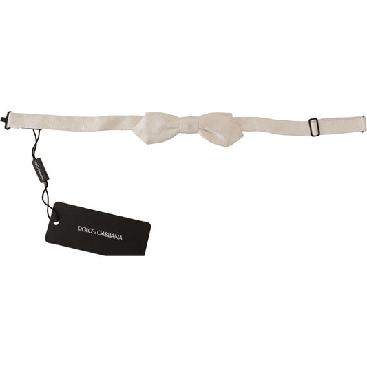 Dolce & Gabbana Elegant White Silk Bow Tie Dolce & Gabbana Black