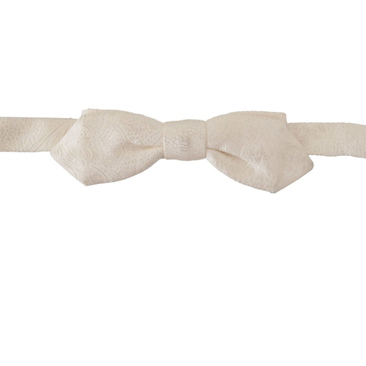 Dolce & Gabbana Elegant White Silk Bow Tie Dolce & Gabbana Gray