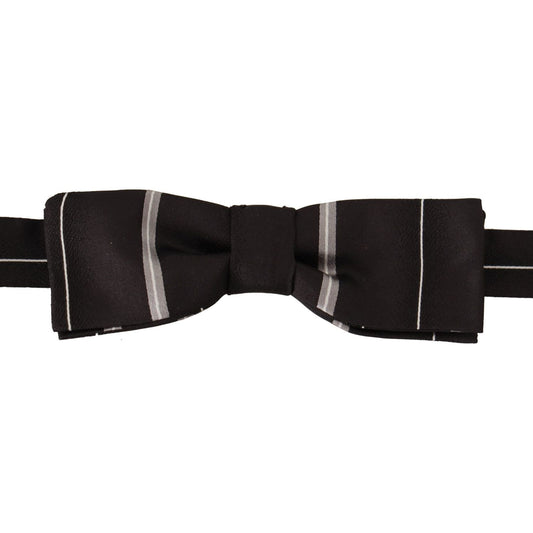Dolce & Gabbana Elegant Silk Bow Tie in Black and Grey Dolce & Gabbana Black
