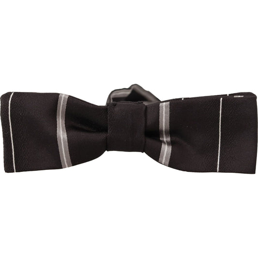 Dolce & Gabbana Elegant Silk Bow Tie in Black and Grey Dolce & Gabbana Black