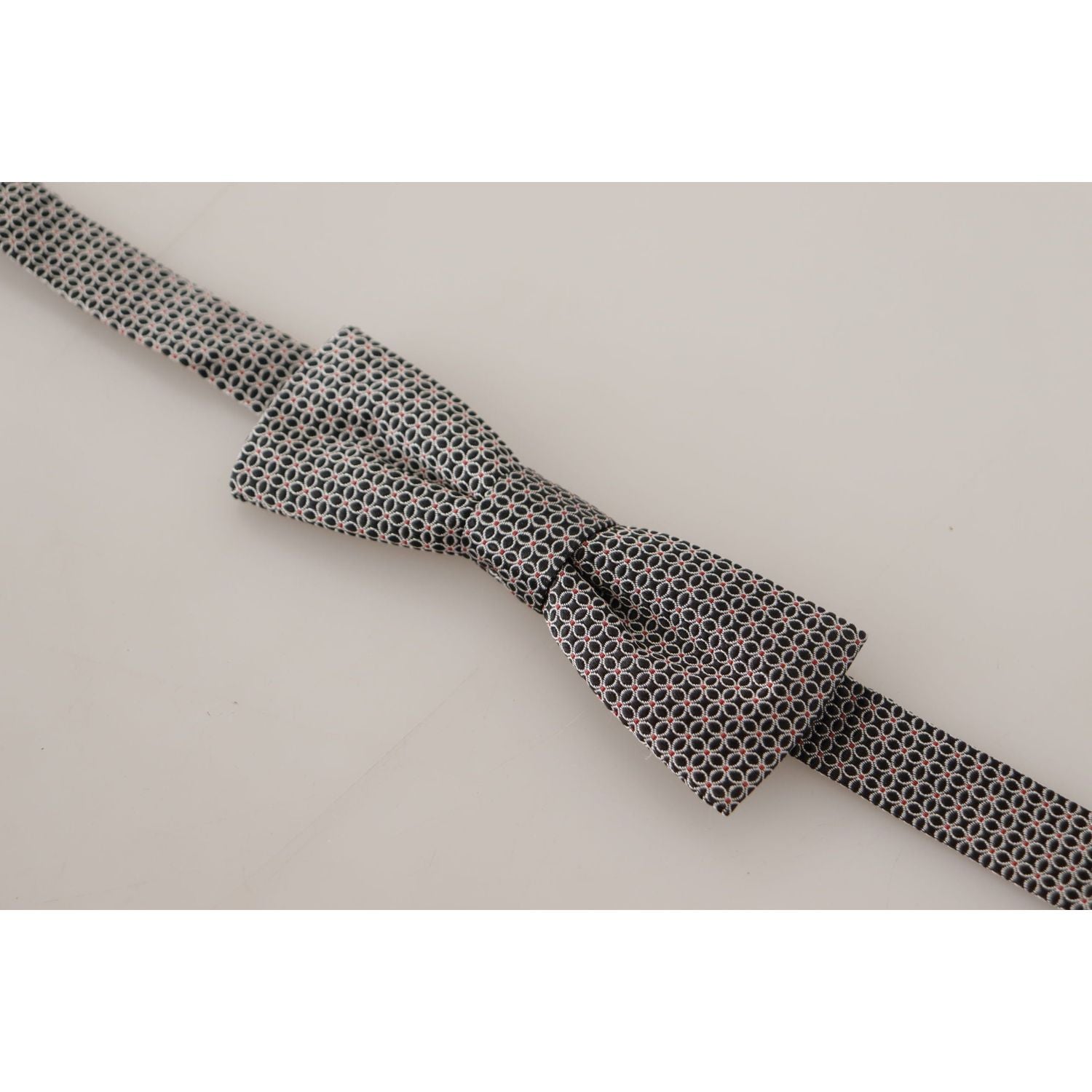 Dolce & Gabbana Black White Flower Pattern Silk Neck Papillon Tie