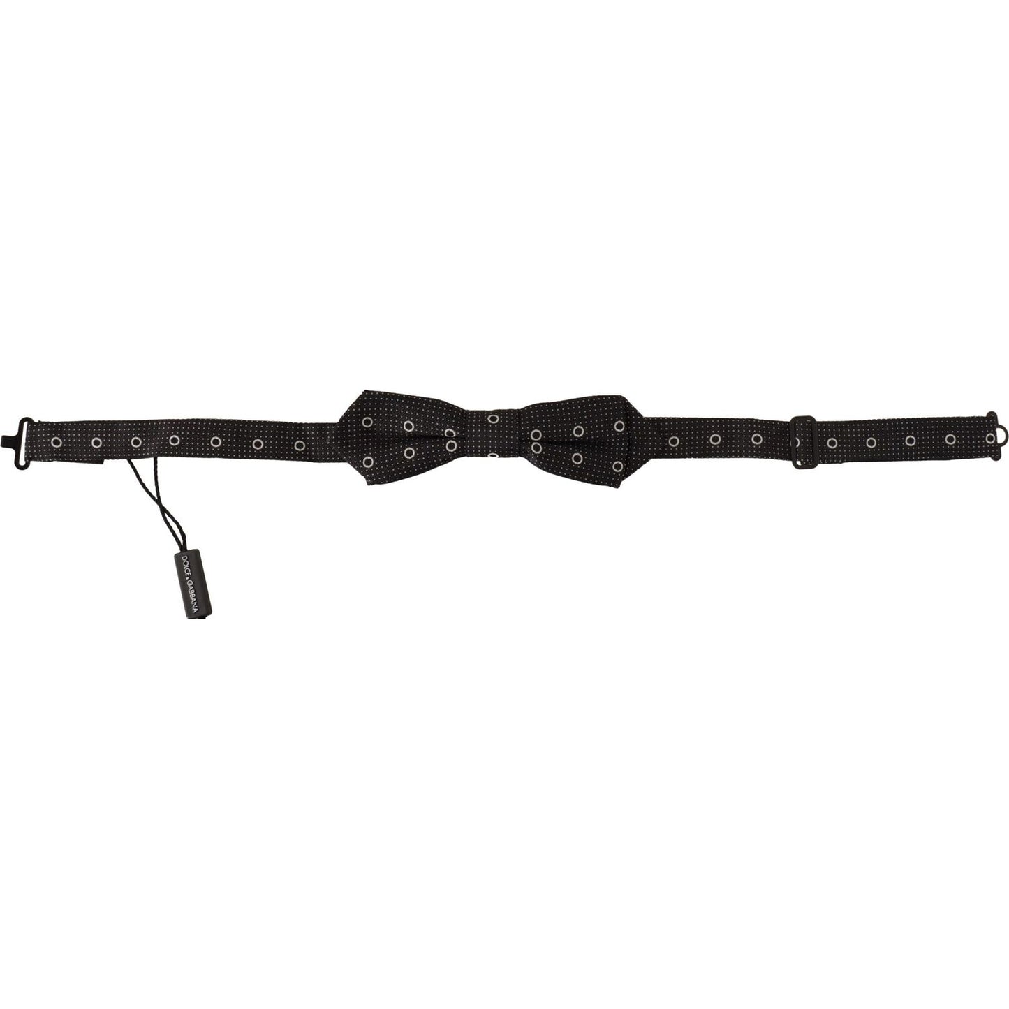 Dolce & Gabbana Black White Polka Dot 100% Silk Neck Papillon Tie