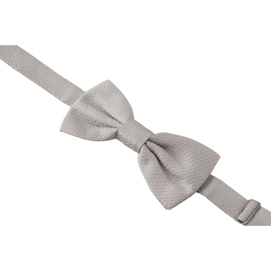 Dolce & Gabbana Chic Gray Silk Bow Tie Dolce & Gabbana Dark Gray