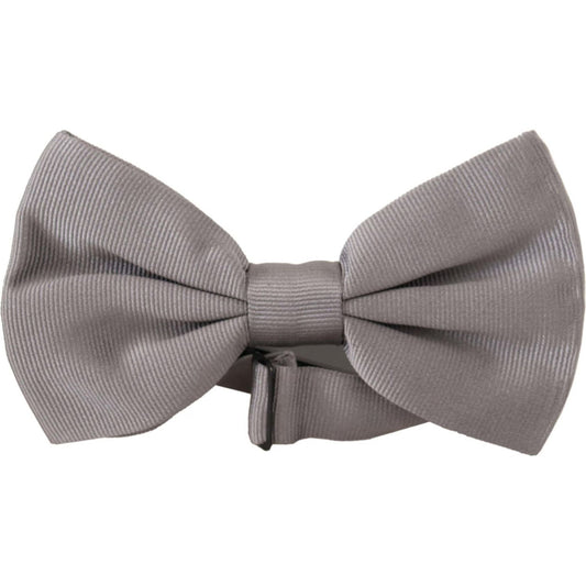 Dolce & Gabbana Elegant Gray Silk Bow Tie Dolce & Gabbana Slate Gray
