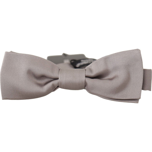 Dolce & Gabbana Elegant Silver Silk Bow Tie for Sophisticated Evening Dolce & Gabbana Rosy Brown