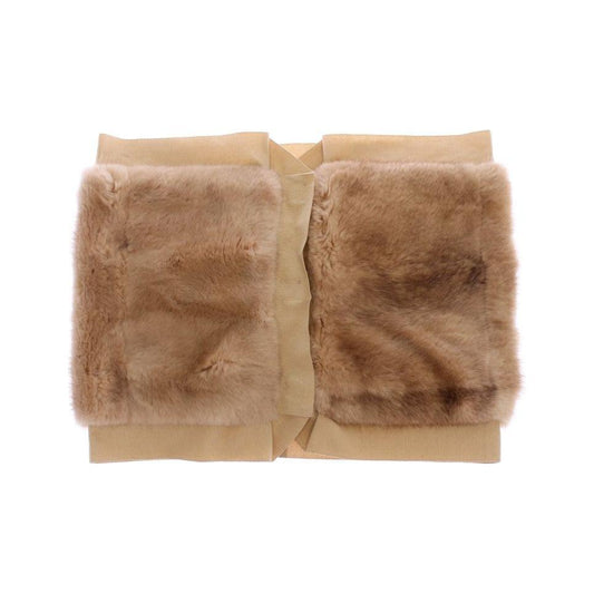 Dolce & Gabbana Exclusive Beige MINK Fur Scarf Wrap Fur Scarves Dolce & Gabbana Rosy Brown