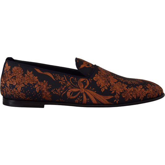 Dolce & Gabbana Elegant Floral Slip-On Loafers Dolce & Gabbana Black