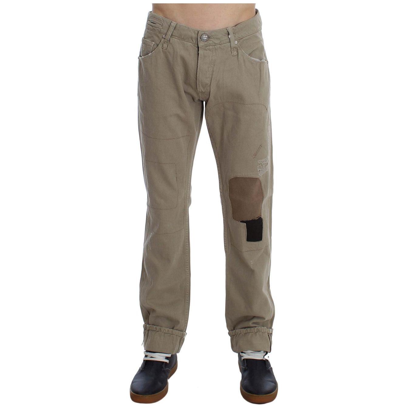 Acht Beige Cotton Patchwork Jeans Jeans & Pants