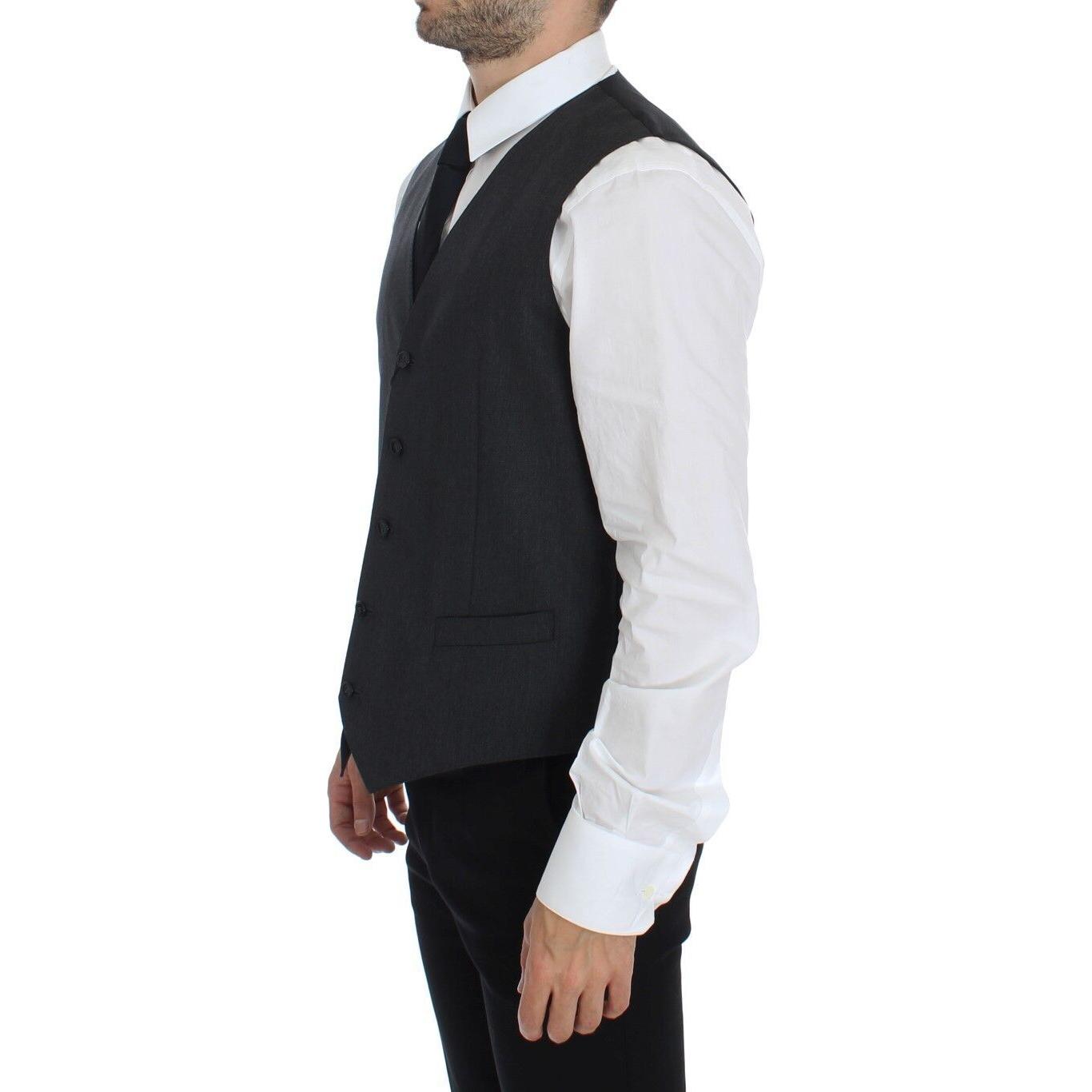 Dolce & Gabbana Elegant Gray Wool Formal Vest Dolce & Gabbana Dark Slate Gray