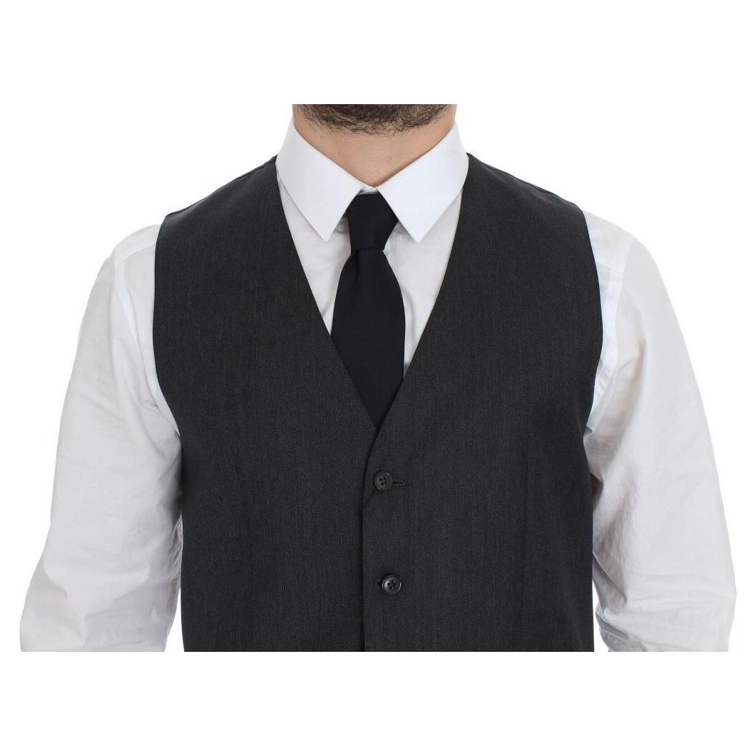 Dolce & Gabbana Elegant Gray Wool Formal Vest Dolce & Gabbana Dark Slate Gray