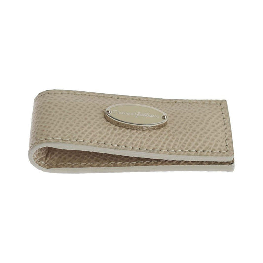 Dolce & Gabbana Elegant Beige Leather Money Clip Money Clip Dolce & Gabbana Rosy Brown