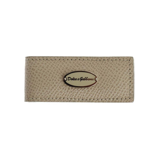 Dolce & Gabbana Elegant Beige Leather Money Clip Money Clip Dolce & Gabbana Rosy Brown