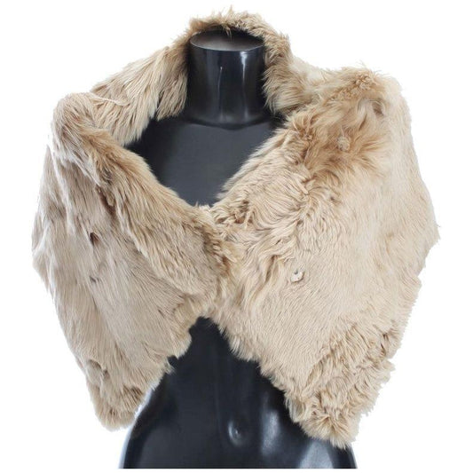Dolce & Gabbana Elegant Alpaca Fur Shoulder Wrap in Beige Alpaca Scarves Dolce & Gabbana Dark Gray
