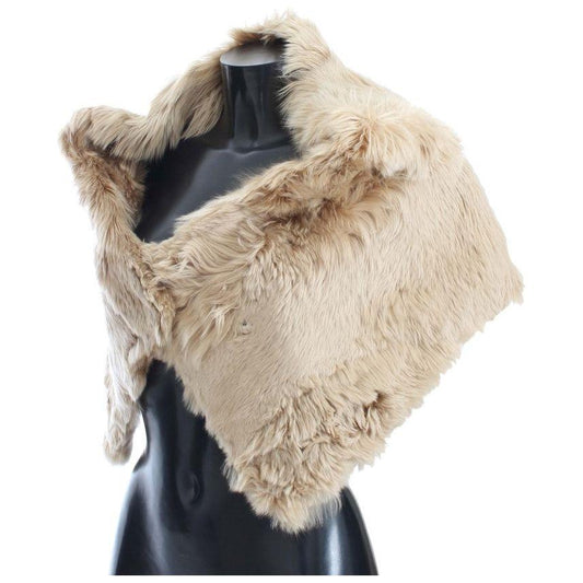 Dolce & Gabbana Elegant Alpaca Fur Shoulder Wrap in Beige Alpaca Scarves Dolce & Gabbana Tan