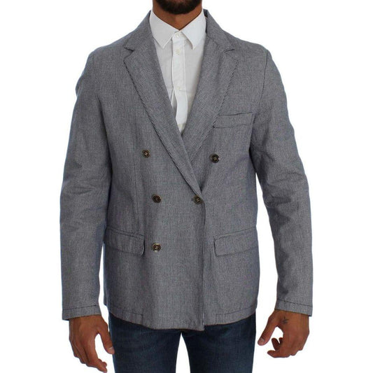 Master Coat Elegant Double-Breasted Blue Blazer Master Coat Dim Gray