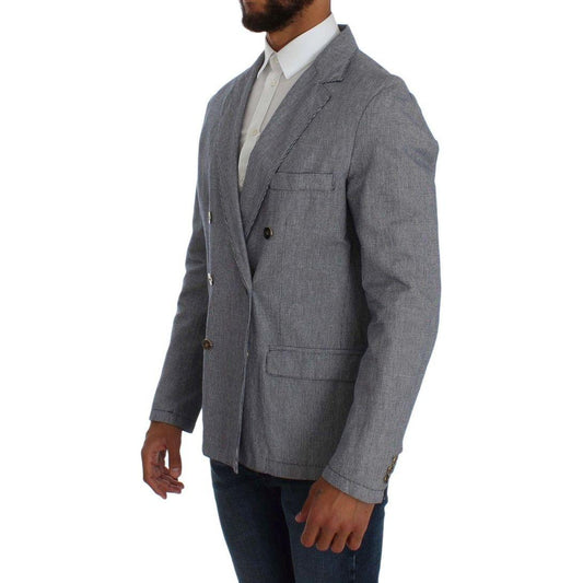 Master Coat Elegant Double-Breasted Blue Blazer Master Coat Dim Gray