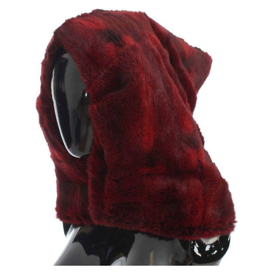 Dolce & Gabbana Luxurious Bordeaux Fur Hooded Scarf Wrap Hood Scarf Dolce & Gabbana Dark Slate Gray