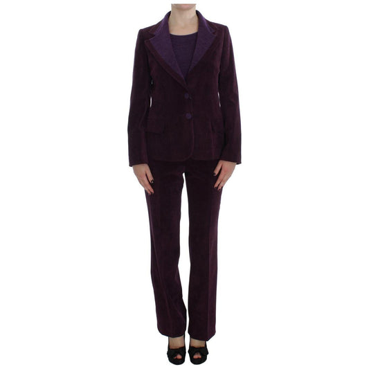 BENCIVENGA Elegant Purple Wool Blend Three Piece Suit Set Suit BENCIVENGA Black