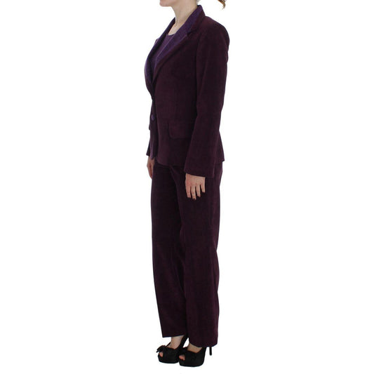 BENCIVENGA Elegant Purple Wool Blend Three Piece Suit Set Suit BENCIVENGA Black