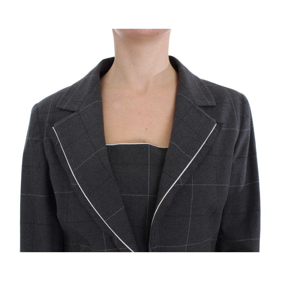BENCIVENGA Elegant Gray Checkered Sheath Suit Set Suit BENCIVENGA Dark Slate Gray