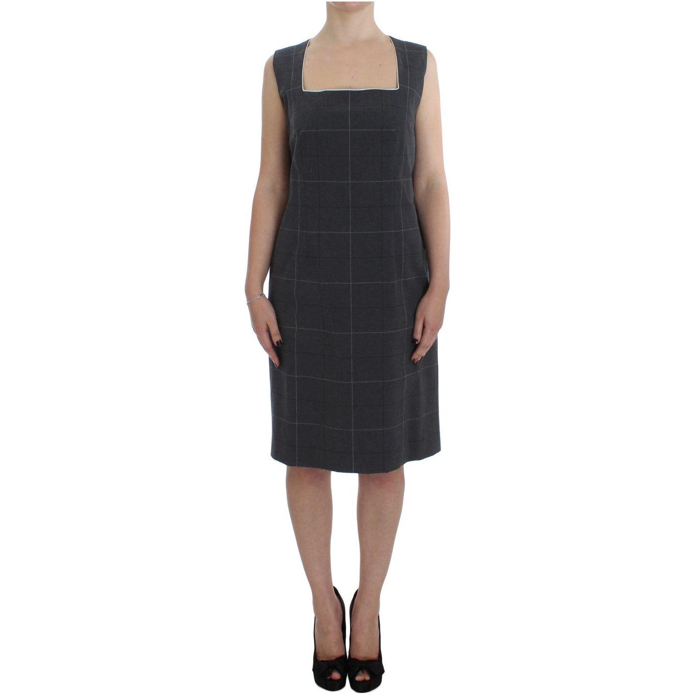 BENCIVENGA Elegant Gray Checkered Sheath Suit Set Suit BENCIVENGA Rosy Brown