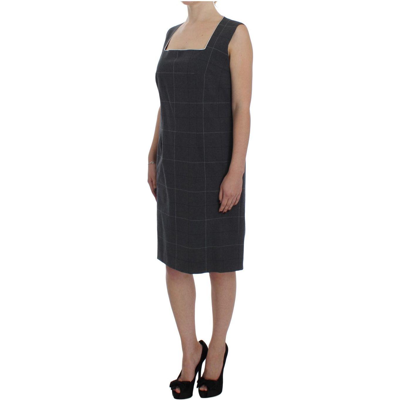 BENCIVENGA Elegant Gray Checkered Sheath Suit Set Suit BENCIVENGA Rosy Brown