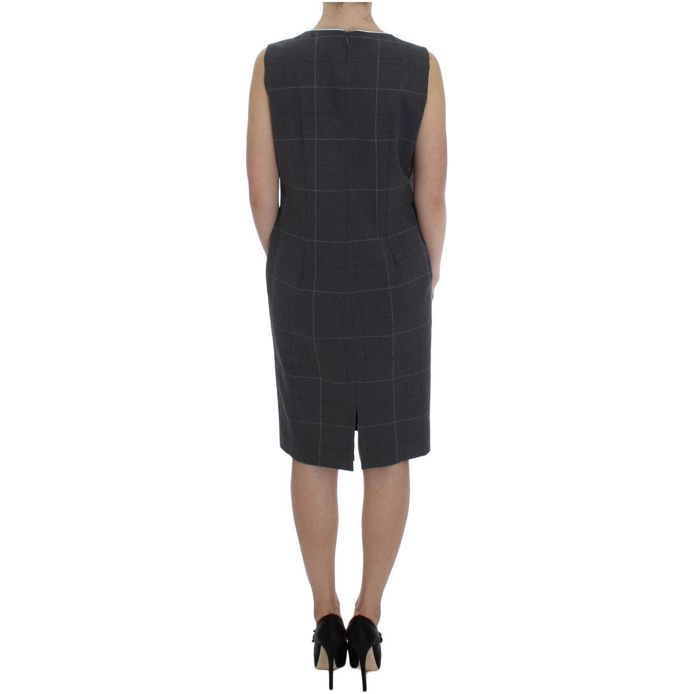 BENCIVENGA Elegant Gray Checkered Sheath Suit Set Suit BENCIVENGA Dark Slate Gray