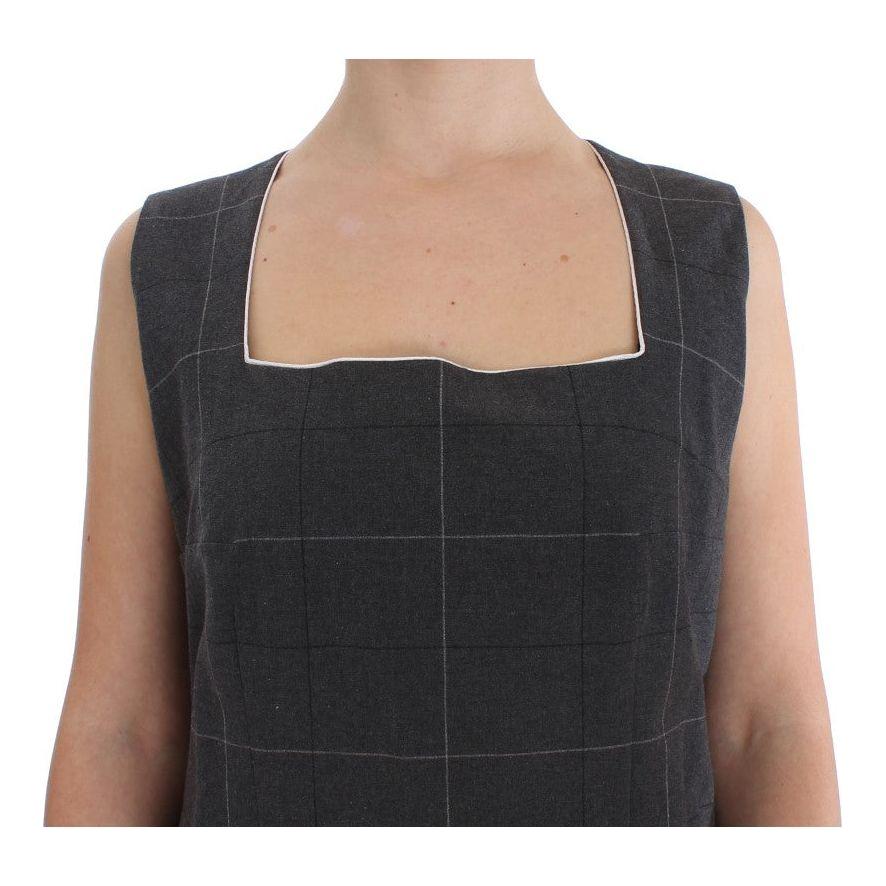 BENCIVENGA Elegant Gray Checkered Sheath Suit Set Suit BENCIVENGA Dark Slate Gray