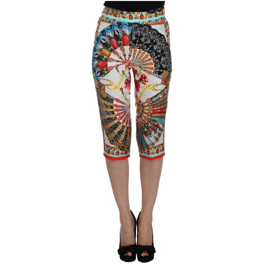 Dolce & Gabbana Multicolor Majolica Silk Capri Pants Dolce & Gabbana Dim Gray