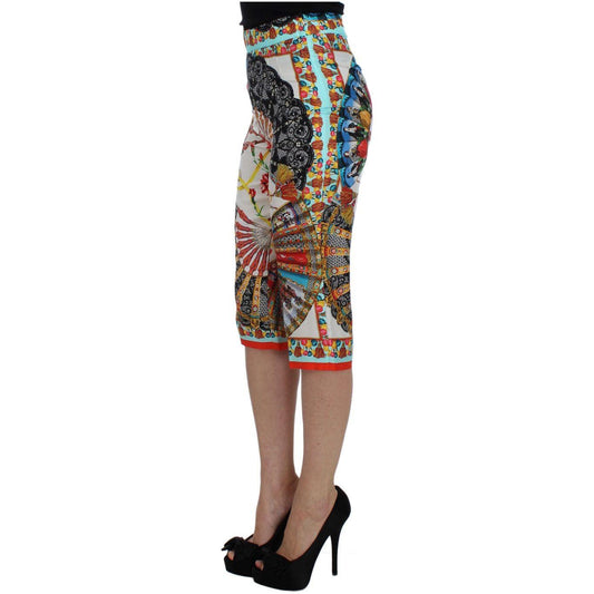 Dolce & Gabbana Multicolor Majolica Silk Capri Pants Dolce & Gabbana Dim Gray