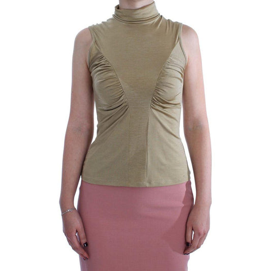 Exte Glamorous Gold Turtleneck Vest Top Exte Dim Gray
