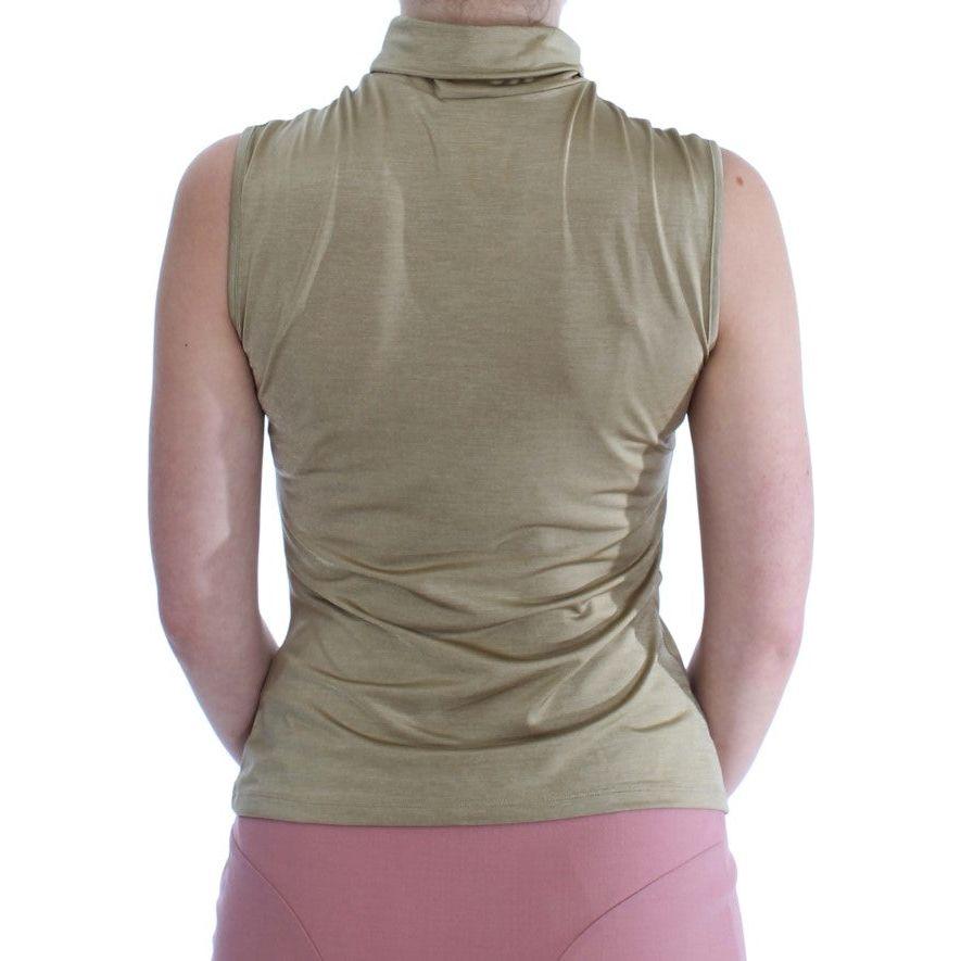 Exte Gold Nylon Turtleneck Top Blouse