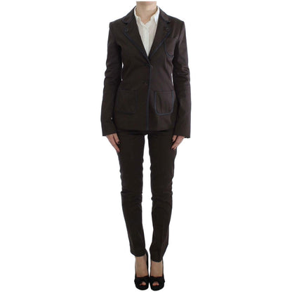 Exte Brown Stretch Two Button Suit Suit