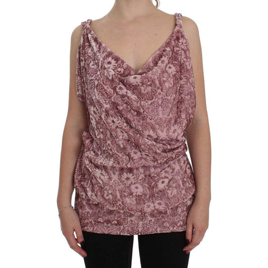 Exte Silk Blend Floral Print Top Exte Dim Gray