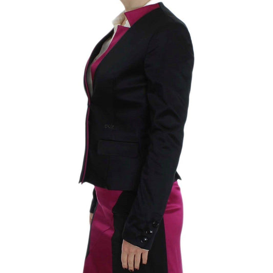 Exte Chic Black and Pink Single-Breasted Blazer Blazer Jacket Exte Black