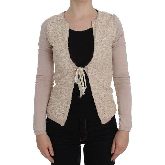 PINK MEMORIES Elegant Pink Wrap Sweater Cotton Knit PINK MEMORIES Rosy Brown
