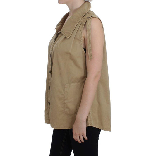 PLEIN SUD Beige Sleeveless Cotton Blouse PLEIN SUD Rosy Brown